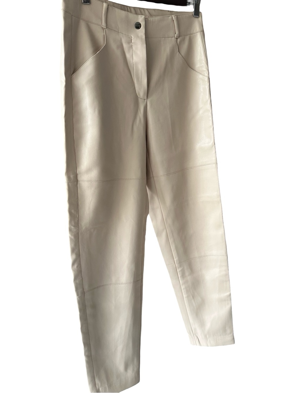 ESQUALO Straight-Leg Faux Leather Pants in Light Beige - Picture 2 of 8